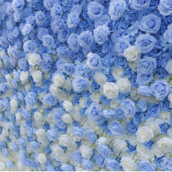gradient 5d blue white rose fabric artificial flower wall for event