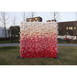 5d luxury white red gradient rolling up fabric curtain artificial flower wall