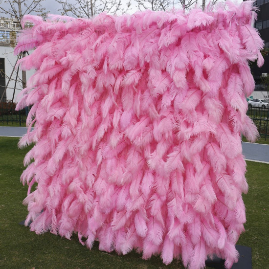 5d pink feather fabric rolling up curtain flower wall cloth artificial plant wall wedding backdrop