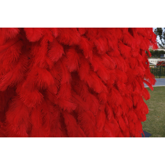 5d red feather fabric rolling up curtain flower wall cloth artificial plant wall wedding backdrop