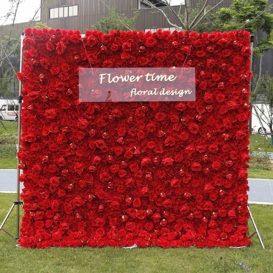 5d red rose hydrangea roll up cloth flower wall wedding backdrop