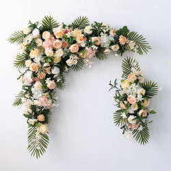 beige wedding arch flowers, beige artificial wedding flowers, diy wedding flowers, wedding faux flowers