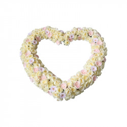 beige heart shape flowers, beige artificial wedding flowers, diy wedding flowers, wedding faux flowers