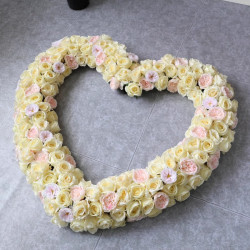 beige heart shape flowers, beige artificial wedding flowers, diy wedding flowers, wedding faux flowers
