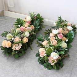beige & party wedding arrangement, beige artificial wedding flowers, diy wedding flowers, wedding faux flowers