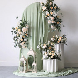 beige & green wedding flowers, beige artificial wedding flowers, diy wedding flowers, wedding faux flowers