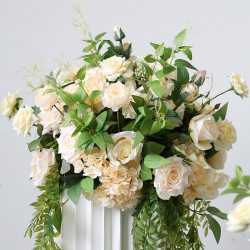 beige flowers, green vines, flowers ball, beige artificial wedding flowers, diy wedding flowers, wedding faux flowers