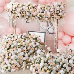 beige & white wedding arrangements, beige artificial wedding flowers, diy wedding flowers, wedding faux flowers