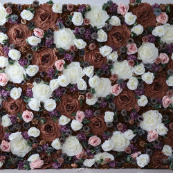 big brown and white rose cloth flower wall fabric rollin up reed pampas grass curtain floral wall wedding backdrop party event props