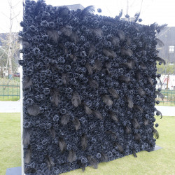 black rose and feather artificial flower wall backdrop