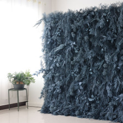 blue feather flower backdrop cloth roll up flower wall fabric hanging curtain plant wall event party wedding backdrop