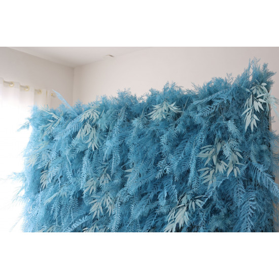 blue feather flower backdrop cloth roll up flower wall fabric hanging curtain plant wall event party wedding backdrop