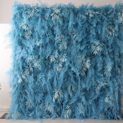 blue feather flower backdrop cloth roll up flower wall fabric hanging curtain plant wall event party wedding backdrop