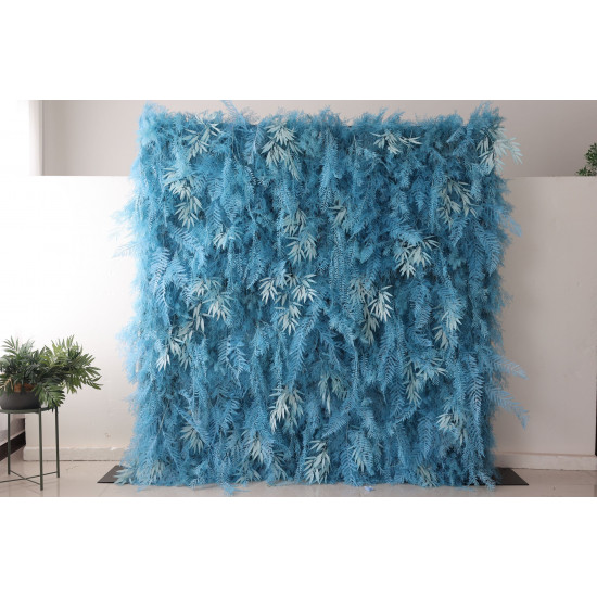 blue feather flower backdrop cloth roll up flower wall fabric hanging curtain plant wall event party wedding backdrop