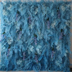 blue feather flower backdrop cloth roll up flower wall fabric hanging curtain plant wall event party wedding backdrop