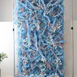 blue mixed grass wall cloth roll up flower wall fabric hanging curtain plant wall event party wedding backdrop