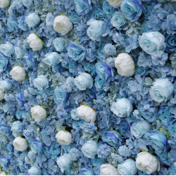 blue rose and white peony cloth roll up flower wall fabric hanging curtain plant wall event party wedding backdrop