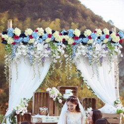 artificial vines arrangement flowers, blue artificial wedding flowers, diy wedding flowers, wedding faux flowers