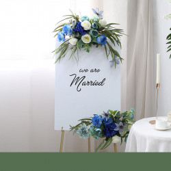 blue wedding arch flowers, blue artificial wedding flowers, diy wedding flowers, wedding faux flowers