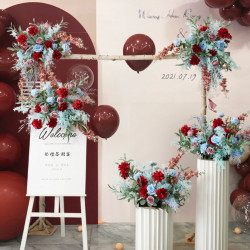 blue & red wedding style, blue artificial wedding flowers, diy wedding flowers, wedding faux flowers