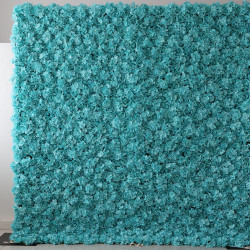 cyan hydrangeas and roses cloth roll up flower wall fabric hanging curtain plant wall event party wedding backdrop