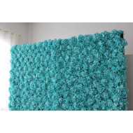 cyan hydrangeas and roses cloth roll up flower wall fabric hanging curtain plant wall event party wedding backdrop