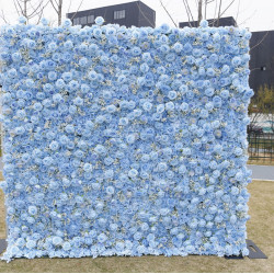 dreamy blue rose cloth roll up flower wall fabric hanging curtain plant wall event party wedding backdrop