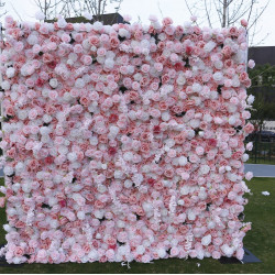 dreamy pink rose cloth roll up flower wall fabric hanging curtain plant wall event party wedding backdrop