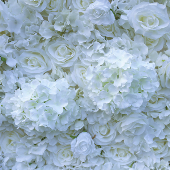 dreamy white rose and hydrangea artificial flower wall backdrop