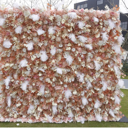 feather flower cloth roll up flower wall fabric hanging curtain plant wall event party wedding backdrop