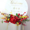 floral arrangement for signage, wedding welcome signage, shop open signage, direction signs silk flowers