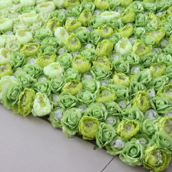 green and white roses and peonies cloth roll up flower wall fabric hanging curtain plant wall event party wedding backdrop