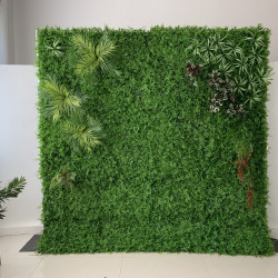 green fuchsias and silk ferns cloth roll up flower wall fabric hanging curtain plant wall event party wedding backdrop