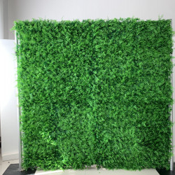 green milano grass cloth roll up flower wall fabric hanging curtain plant wall event party wedding backdrop