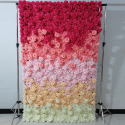 luxury gradient rolling up fabric curtain artificial flower wall cloth floral wall wedding backdrop event display photo props