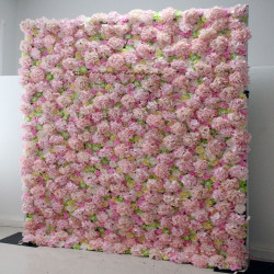 luxury pink roses and green roses and light pink hydrangeas 5d cloth flower wall wedding backdrop props fabric floral wall
