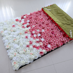 luxury rose gradient cloth flower wall fabric rollin up reed pampas grass curtain floral wall wedding backdrop party event props