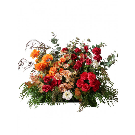 orange & red wedding style, orange artificial wedding flowers, diy wedding flowers, wedding faux flowers