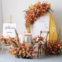 orange wedding style, orange artificial wedding flowers, diy wedding flowers, wedding faux flowers, party decoration flowers