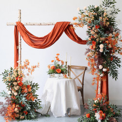 orange forest wedding style, orange artificial wedding flowers, diy wedding flowers, wedding faux flowers