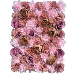 pink and light brown rose flowers, artificial flower wall backdrop