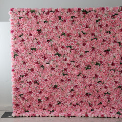 pink and rose roses cloth roll up flower wall fabric hanging curtain plant wall event party wedding backdrop