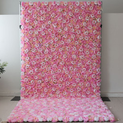 pink and white peony flowers cloth roll up flower wall fabric hanging curtain plant wall event party wedding backdrop