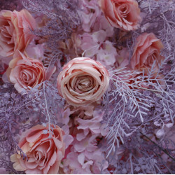 pink rose and purple grass cloth roll up flower wall fabric hanging curtain plant wall event party wedding backdrop
