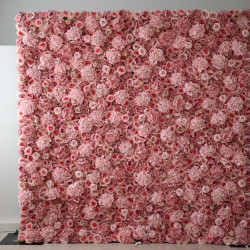 pink roses and hydrangeas cloth roll up flower wall fabric hanging curtain plant wall event party wedding backdrop
