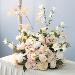 pink & beige wedding flowers ball, pink artificial wedding flowers, diy wedding flowers, wedding faux flowers