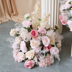 pink & beige flowers ball, pink artificial wedding flowers, diy wedding flowers, wedding faux flowers