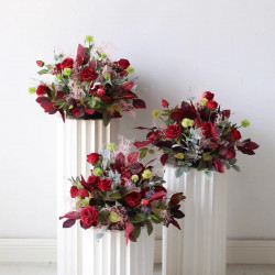 red flowers ball, red artificial wedding flowers, diy wedding flowers, wedding faux flowers