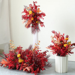 party & wedding flowers arrangement, red artificial wedding flowers, diy wedding flowers, wedding faux flowers