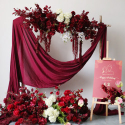 dark red wedding flowers, red artificial wedding flowers, diy wedding flowers, wedding faux flowers